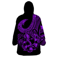 Polynesia Wearable Blanket Hoodie Fish Hook Tattoo Go Fishing Polynesian Pattern Purple LT14 - Polynesian Pride