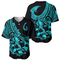Polynesia Baseball Jersey Fish Hook Tattoo Go Fishing Polynesian Pattern Turquosie LT14 - Polynesian Pride