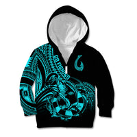 Polynesia Kid Hoodie Fish Hook Tattoo Go Fishing Polynesian Pattern Turquosie LT14 Zip Hoodie Turquoise - Polynesian Pride