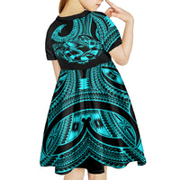 polynesia-kid-short-sleeve-dress-fish-hook-tattoo-go-fishing-polynesian-pattern-turquosie