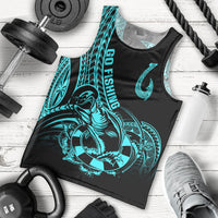 Polynesia Men Tank Top Fish Hook Tattoo Go Fishing Polynesian Pattern Turquosie LT14 Turquoise - Polynesian Pride