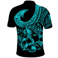 Polynesia Polo Shirt Fish Hook Tattoo Go Fishing Polynesian Pattern Turquosie LT14 - Polynesian Pride