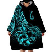 Polynesia Wearable Blanket Hoodie Fish Hook Tattoo Go Fishing Polynesian Pattern Turquosie LT14 - Polynesian Pride