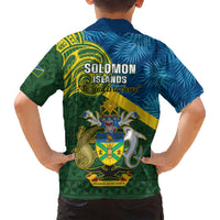 Solomon Islands Kid Hawaiian Shirt Tropical Leaves With Melanesian Pattern LT14 - Polynesian Pride
