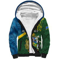 Solomon Islands Sherpa Hoodie Tropical Leaves With Melanesian Pattern LT14 Unisex Green - Polynesian Pride
