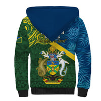 Solomon Islands Sherpa Hoodie Tropical Leaves With Melanesian Pattern LT14 - Polynesian Pride