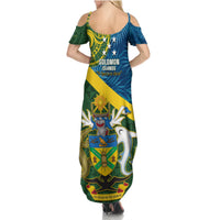 Solomon Islands Summer Maxi Dress Tropical Leaves With Melanesian Pattern LT14 - Polynesian Pride