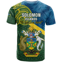 Solomon Islands T Shirt Tropical Leaves With Melanesian Pattern LT14 - Polynesian Pride