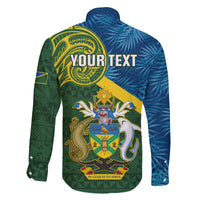 Personalised Solomon Islands Family Matching Mermaid Dress and Hawaiian Shirt Tropical Leaves With Melanesian Pattern LT14 - Polynesian Pride