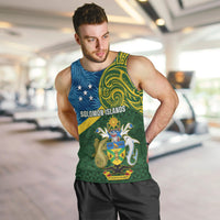 Personalised Solomon Islands Men Tank Top Tropical Leaves With Melanesian Pattern LT14 - Polynesian Pride