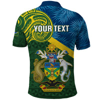Personalised Solomon Islands Polo Shirt Tropical Leaves With Melanesian Pattern LT14 - Polynesian Pride