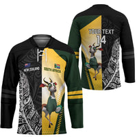 New Zealand and South Africa Rugby Custom Hockey Jersey Maori Silver Fern Springbok Together - Polynesian Pride