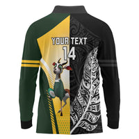 New Zealand and South Africa Rugby Custom Long Sleeve Polo Shirt Maori Silver Fern Springbok Together - Polynesian Pride