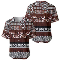 Bula Fiji Baseball Jersey Fijian Tapa Masi With Hibiscus Flowers LT14 - Polynesian Pride