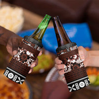 Bula Fiji 4 in 1 Can Cooler Tumbler Fijian Tapa Masi With Hibiscus Flowers