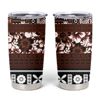 Bula Fiji Tumbler Cup Fijian Tapa Masi With Hibiscus Flowers