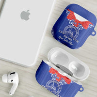 Queen Salote College 100 Years Personalized AirPods Case Tonga QSC Heilala Lei Blue Ngatu Pattern LT14 - Polynesian Pride