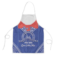 Queen Salote College 100 Years Personalized Apron Tonga QSC Heilala Lei Blue Ngatu Pattern LT14 Blue - Polynesian Pride