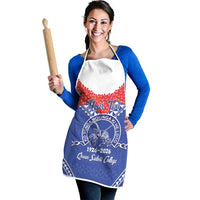 Queen Salote College 100 Years Personalized Apron Tonga QSC Heilala Lei Blue Ngatu Pattern LT14 - Polynesian Pride