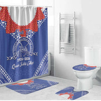 Queen Salote College 100 Years Personalized Bathroom Set Tonga QSC Heilala Lei Blue Ngatu Pattern LT14 Bathroom Set (4 pcs) Blue - Polynesian Pride
