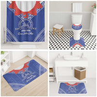 Queen Salote College 100 Years Personalized Bathroom Set Tonga QSC Heilala Lei Blue Ngatu Pattern LT14 - Polynesian Pride