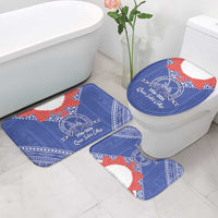 Queen Salote College 100 Years Personalized Bathroom Set Tonga QSC Heilala Lei Blue Ngatu Pattern LT14 - Polynesian Pride