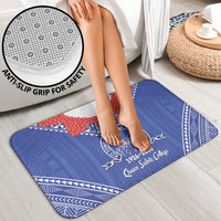 Queen Salote College 100 Years Personalized Bathroom Set Tonga QSC Heilala Lei Blue Ngatu Pattern LT14 - Polynesian Pride