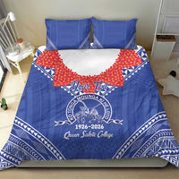 Queen Salote College 100 Years Personalized Bedding Set Tonga QSC Heilala Lei Blue Ngatu Pattern LT14 - Polynesian Pride
