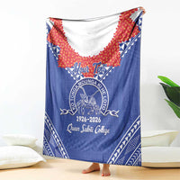 Queen Salote College 100 Years Personalized Blanket Tonga QSC Heilala Lei Blue Ngatu Pattern LT14 - Polynesian Pride