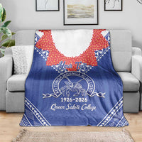 Queen Salote College 100 Years Personalized Blanket Tonga QSC Heilala Lei Blue Ngatu Pattern LT14 - Polynesian Pride