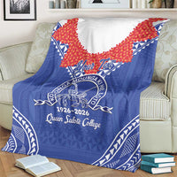 Queen Salote College 100 Years Personalized Blanket Tonga QSC Heilala Lei Blue Ngatu Pattern LT14 - Polynesian Pride