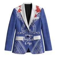 Queen Salote College 100 Years Personalized Blazer Tonga QSC Heilala Lei Blue Ngatu Pattern LT14 Unisex Blue - Polynesian Pride
