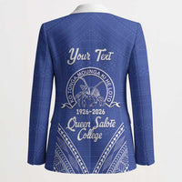Queen Salote College 100 Years Personalized Blazer Tonga QSC Heilala Lei Blue Ngatu Pattern LT14 - Polynesian Pride