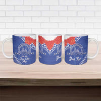 Queen Salote College 100 Years Personalized Ceramic Mug Tonga QSC Heilala Lei Blue Ngatu Pattern LT14 - Polynesian Pride