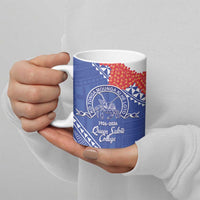 Queen Salote College 100 Years Personalized Ceramic Mug Tonga QSC Heilala Lei Blue Ngatu Pattern LT14 - Polynesian Pride