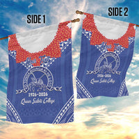Queen Salote College 100 Years Personalized Garden Flag Tonga QSC Heilala Lei Blue Ngatu Pattern LT14 - Polynesian Pride