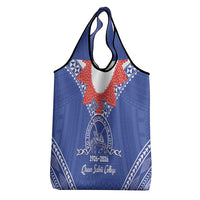 Queen Salote College 100 Years Personalized Grocery Bag Tonga QSC Heilala Lei Blue Ngatu Pattern LT14 - Polynesian Pride