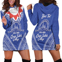Queen Salote College 100 Years Personalized Hoodie Dress Tonga QSC Heilala Lei Blue Ngatu Pattern LT14 - Polynesian Pride