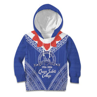 Queen Salote College 100 Years Personalized Kid Hoodie Tonga QSC Heilala Lei Blue Ngatu Pattern LT14 Hoodie Blue - Polynesian Pride