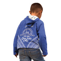 Queen Salote College 100 Years Personalized Kid Hoodie Tonga QSC Heilala Lei Blue Ngatu Pattern LT14 - Polynesian Pride