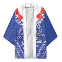 Queen Salote College 100 Years Personalized Kimono Tonga QSC Heilala Lei Blue Ngatu Pattern LT14 Unisex Blue - Polynesian Pride