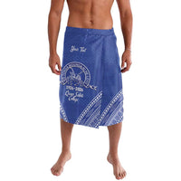 Queen Salote College 100 Years Personalized Lavalava Tonga QSC Heilala Lei Blue Ngatu Pattern LT14 Blue - Polynesian Pride
