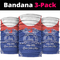 Queen Salote College 100 Years Personalized Neck Gaiter Tonga QSC Heilala Lei Blue Ngatu Pattern LT14 package One Size: 25*50cm Blue - Polynesian Pride