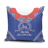 Queen Salote College 100 Years Personalized Pillow Cover Tonga QSC Heilala Lei Blue Ngatu Pattern LT14 Blue - Polynesian Pride