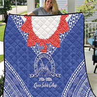 Queen Salote College 100 Years Personalized Quilt Tonga QSC Heilala Lei Blue Ngatu Pattern LT14 Blue - Polynesian Pride