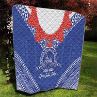 Queen Salote College 100 Years Personalized Quilt Tonga QSC Heilala Lei Blue Ngatu Pattern LT14 - Polynesian Pride
