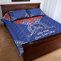 Queen Salote College 100 Years Personalized Quilt Bed Set Tonga QSC Heilala Lei Blue Ngatu Pattern LT14 - Polynesian Pride
