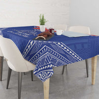 Queen Salote College 100 Years Personalized Tablecloth Tonga QSC Heilala Lei Blue Ngatu Pattern LT14 - Polynesian Pride