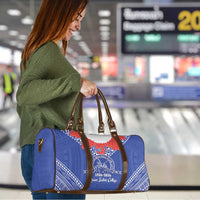 Queen Salote College 100 Years Personalized Travel Bag Tonga QSC Heilala Lei Blue Ngatu Pattern LT14 - Polynesian Pride