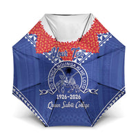 Queen Salote College 100 Years Personalized Umbrella Tonga QSC Heilala Lei Blue Ngatu Pattern LT14 One Size Folded 11.42 inch Opened Diameter 37.4 inch Blue - Polynesian Pride
